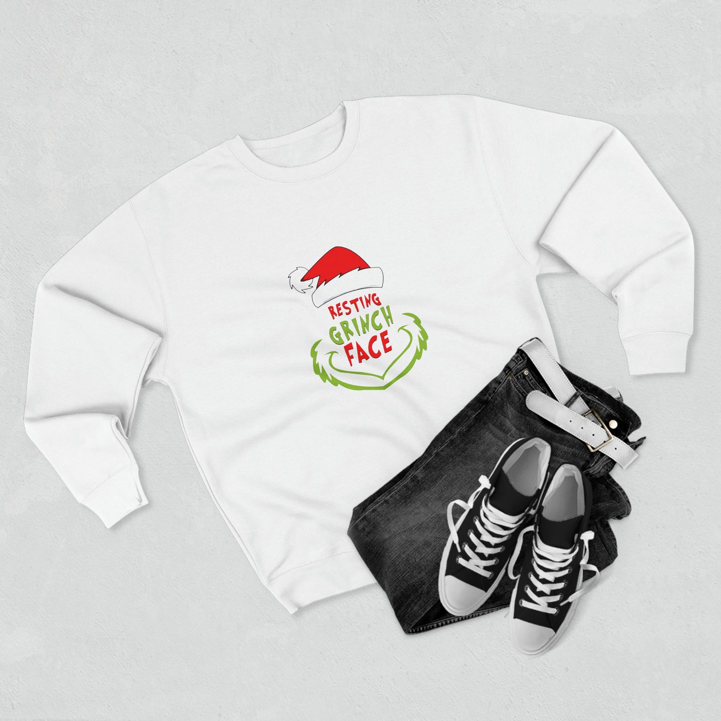 Resting Grinch Face Christmas Premium Crewneck Sweatshirt