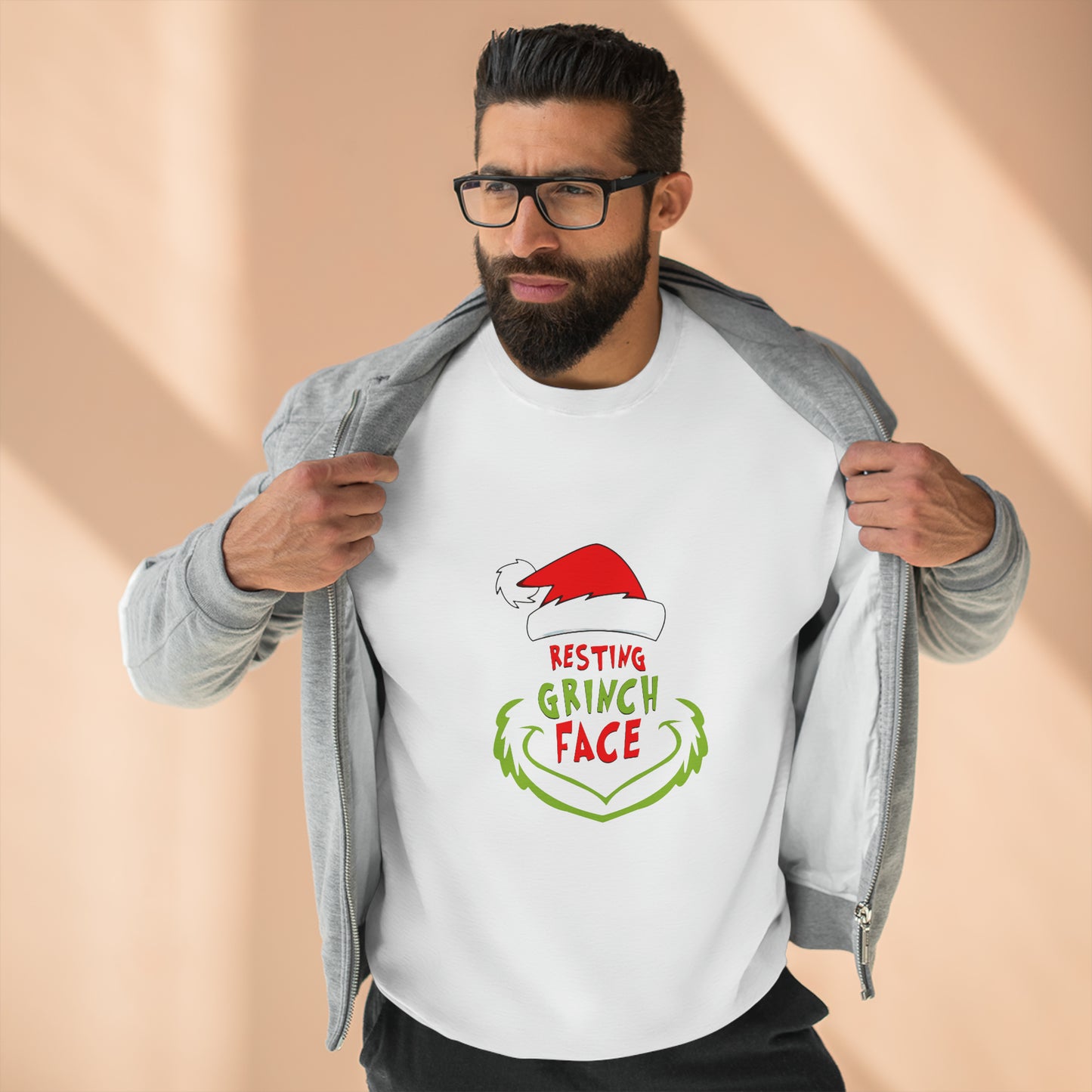 Resting Grinch Face Christmas Premium Crewneck Sweatshirt